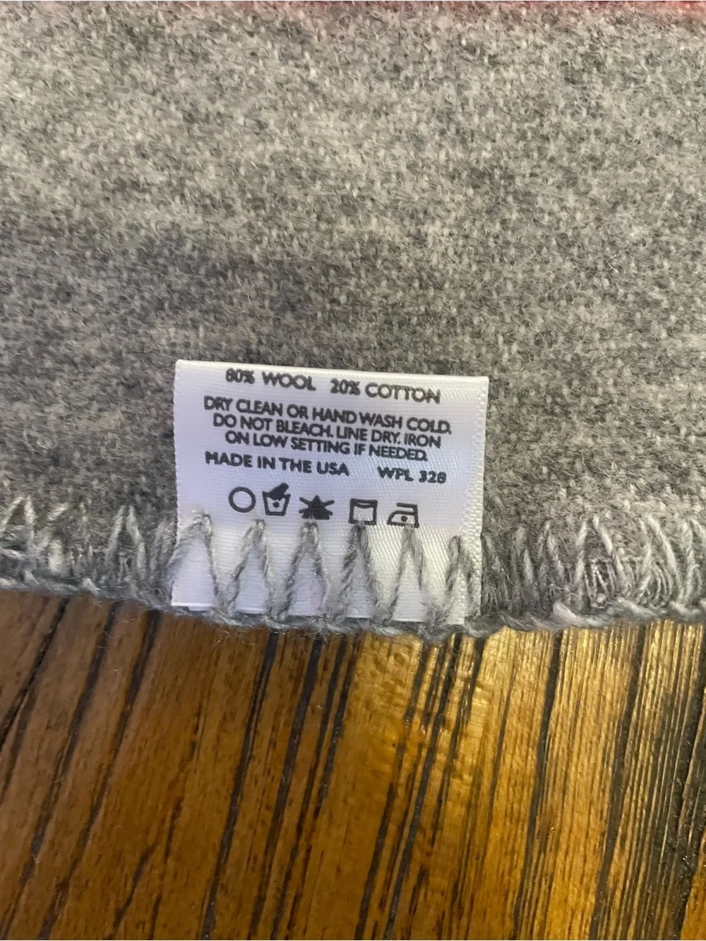 Men's Faribault Woolen Mill Co. Gray Wool Scarf with Navy, Yellow & Red Stripes